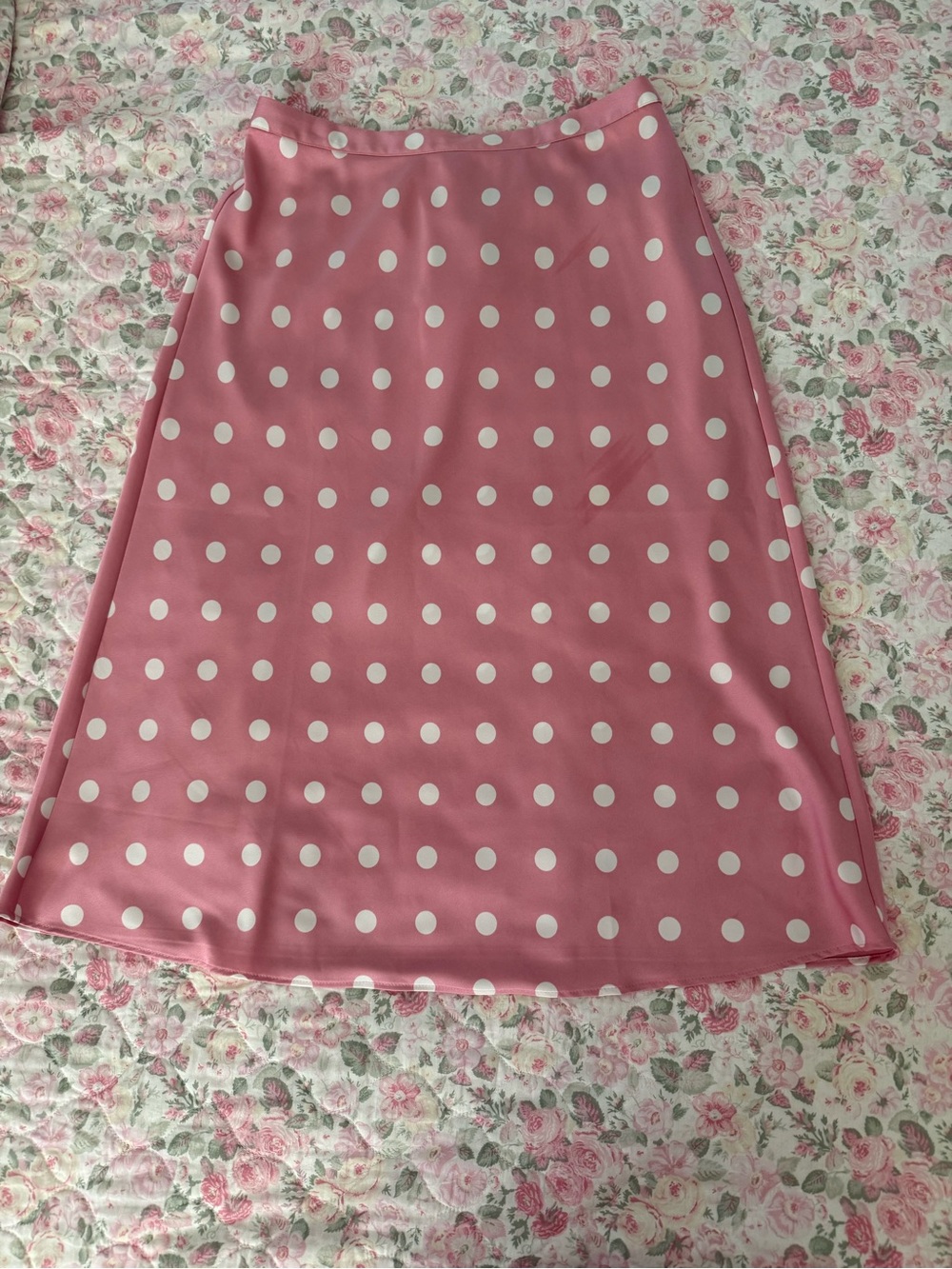 💕J. Crew Pink White Polka Dot A-Line Skirt Size Small Elastic Waist EUC